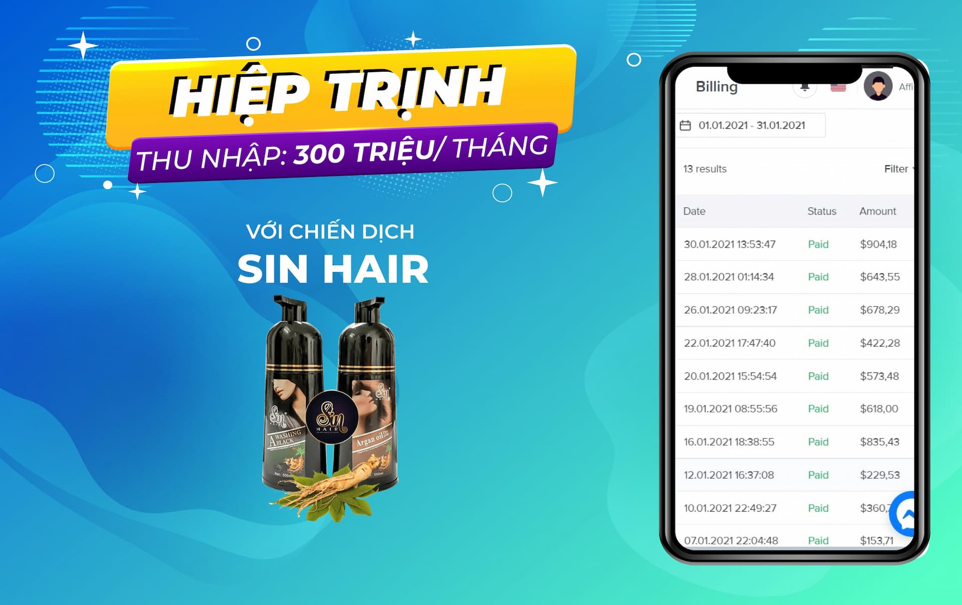 Trở thành TOP Publisher với thu nhập hơn 300tr/tháng từ chiến dịch Sin Hair