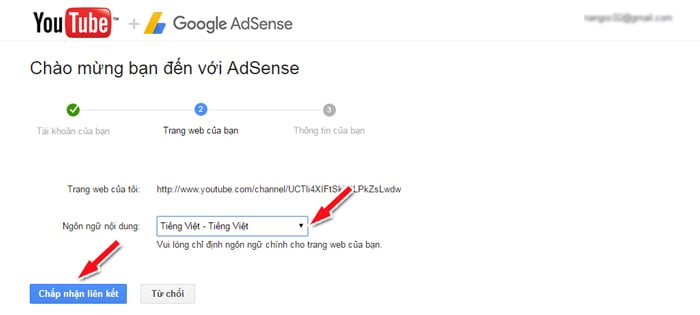 Cách đăng ký Google Adsense Hosted bằng liên kết Google Adsense Content - Bước 2