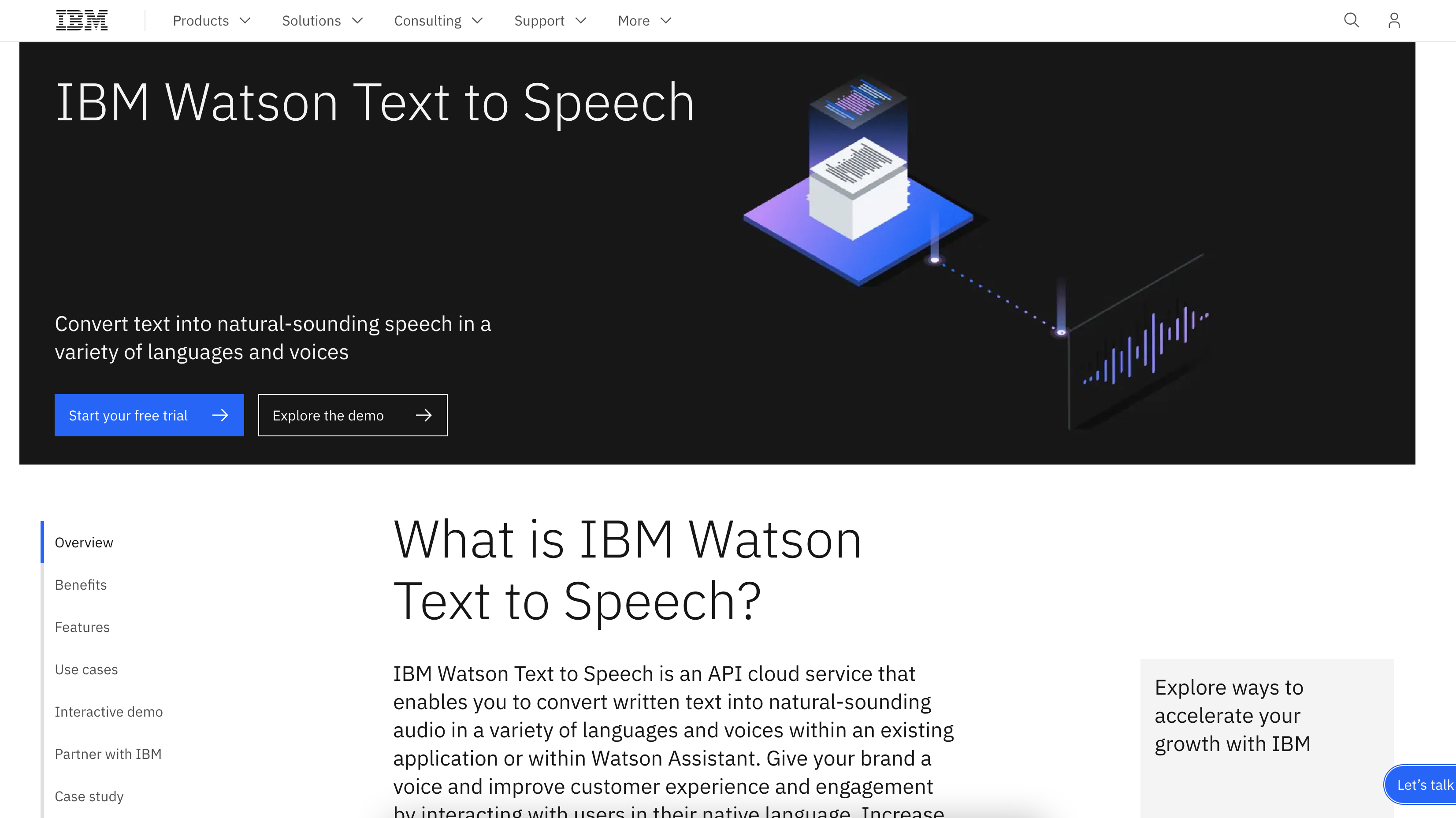 IBM Watson Text to Speech - trang web chuyển văn bản thành giọng nói