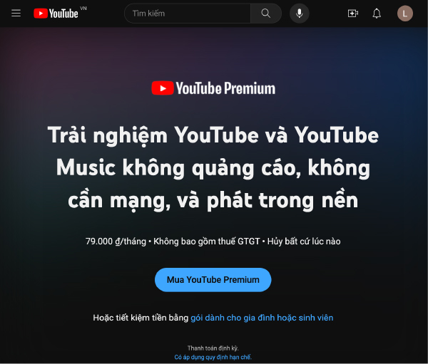 Đăng ký Youtube Premium - 1